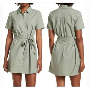 The good Jane Trip To Bali Tie Waist Shirtdress Ladies size S Sage green